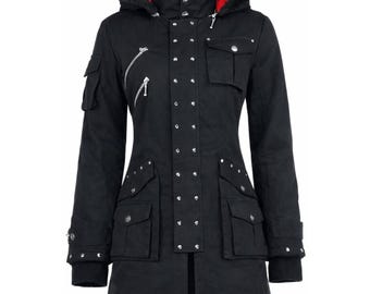 Halloween Gothic Black Coat Men Women, Hooded Lace Up Jacket, Unisex Cosplay Outfit