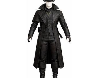 Men’s Black Gothic Long Leather Coat