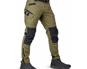 Combat Cargo Pants Olive & Black – Durable Tactical Pants for Outdoor and Cosplay