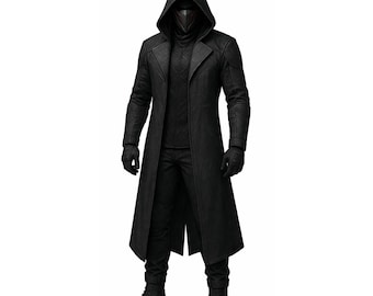 Men’s Tactical Hooded Duster Coat Long Fantasy Jacket