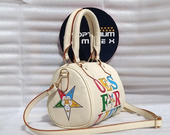 Handmade leather mini duffle bag - OES For Life satchel with strap