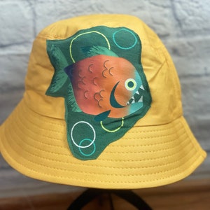 Upcycled Bucket Hat Piranha One Size Fit by S Threads Boutique