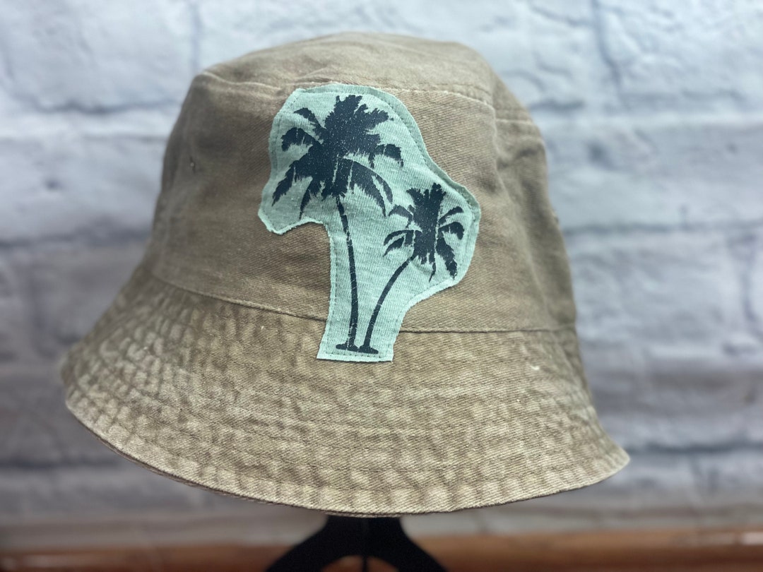 Upcycled Bucket Hat Blue Palm Trees One Size Fit by S Threads Boutique ...