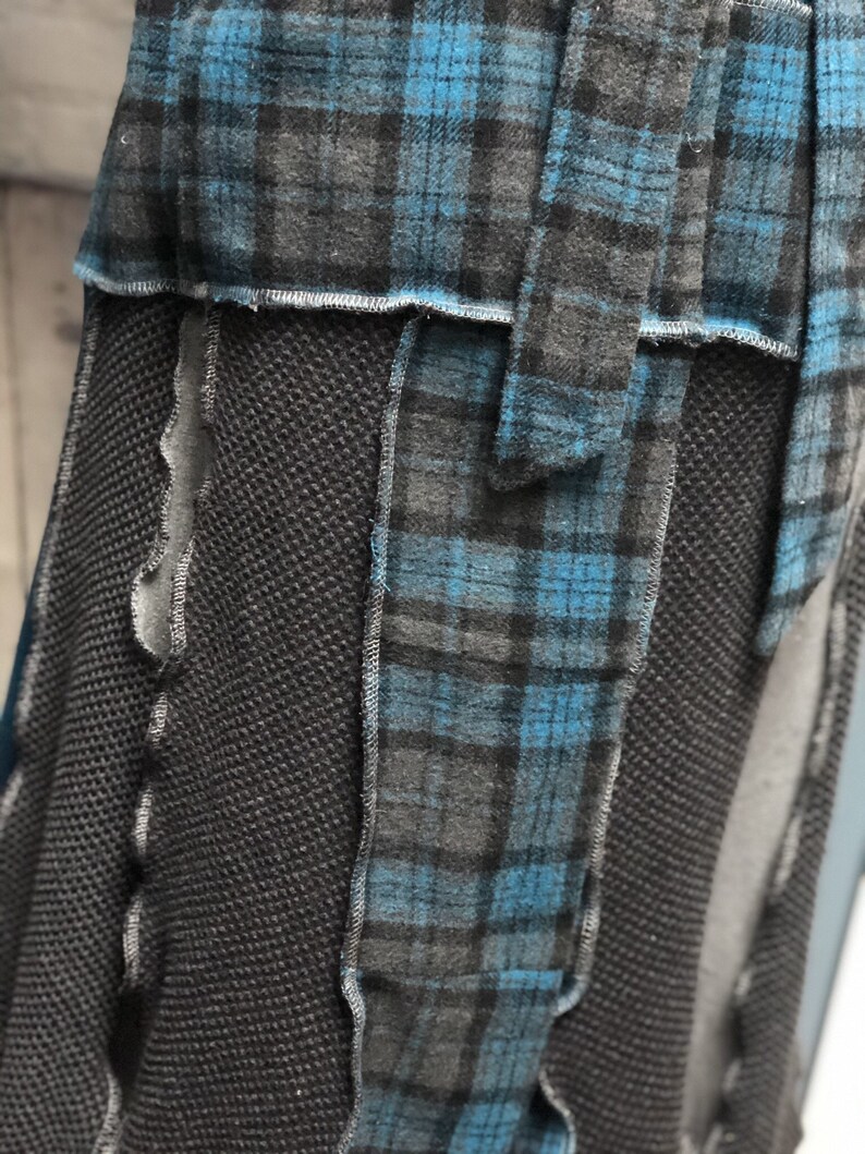S Threads Upcycled Layer jacket aka Jayer Teal Black Grey Recycled Sweaters Size XL