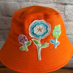 Upcycled Bucket Hat Flowers One Size Fit by S Threads Boutique