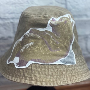 Upcycled Bucket Hat Bear One Size Fit by S Threads Boutique