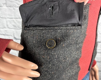 Upcycled Collar Thermal Pocket Mashup Top Stitched with Recycled Patchwork One of a Kind One Size XS made by S Threads