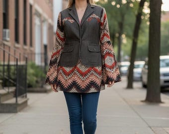 Upcycled Patchwork Coat | Handmade Boho Jacket | Size Small | One of a Kind Sustainable Sweater Recycled S Threads