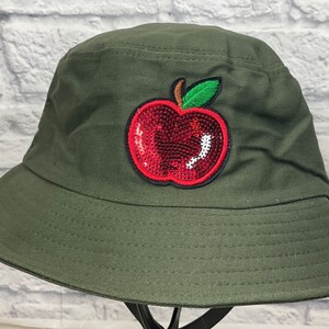 Upcycled Bucket Hat Apple One Size Fit by S Threads Boutique