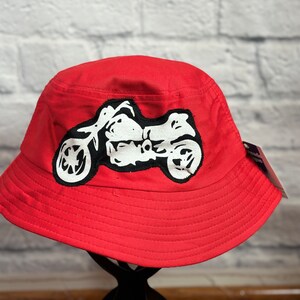 Upcycled Motorycle Bucket Hat One Size Fit by S Threads Boutique