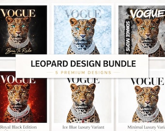 Paquete PNG de revista Leopard, gráfico de leopardo de moda, leopardo glamuroso PNG, moda de moda PNG, diseño de sublimación, descarga digital