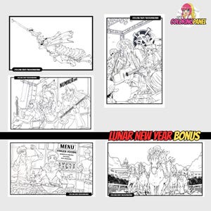 Manga Coloring Sticker Panels – 5-Pack Anime Art Bundle image 2