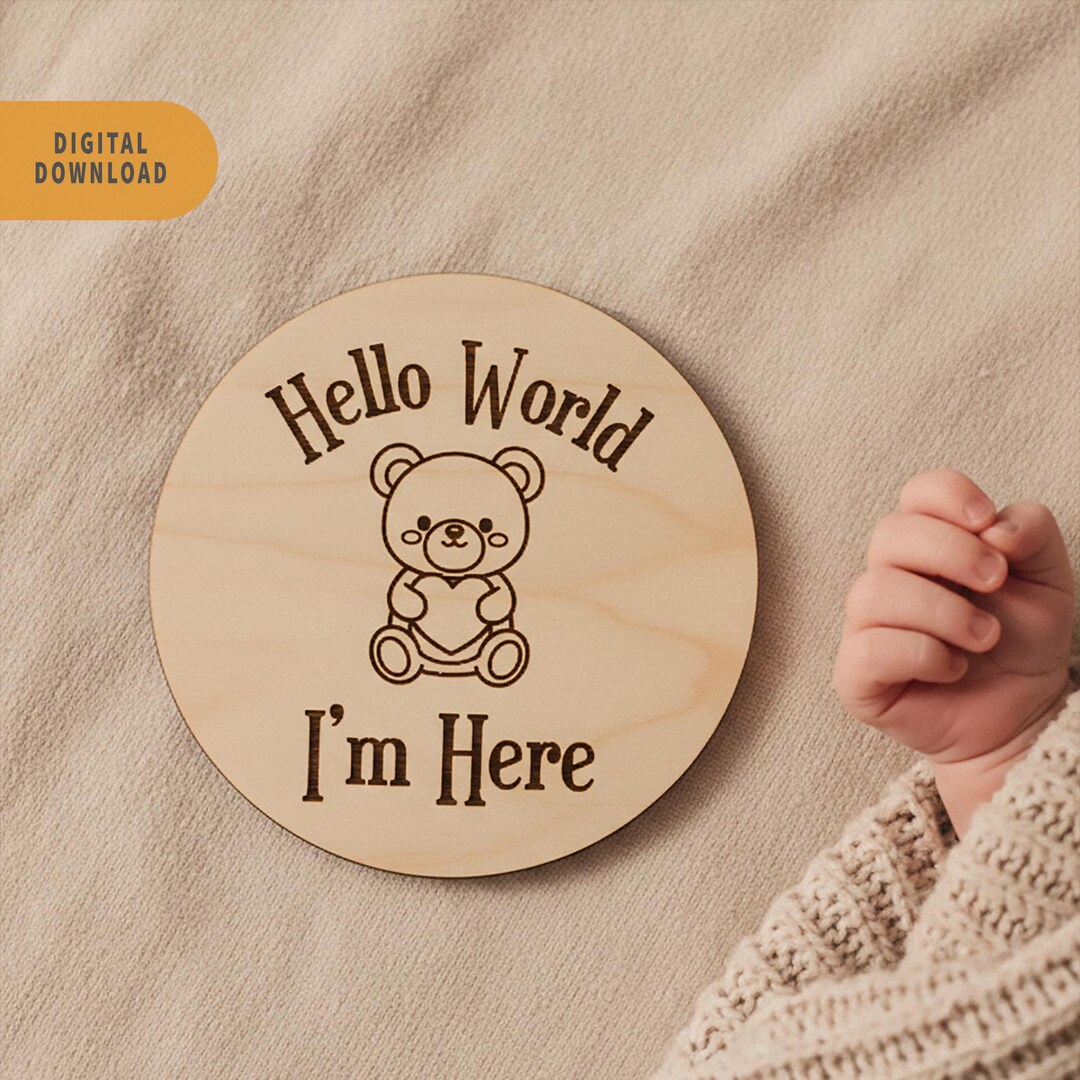 Buy Laser Cut Teddy Bear Baby Milestone SVG | Monthly Discs, Newborn ...