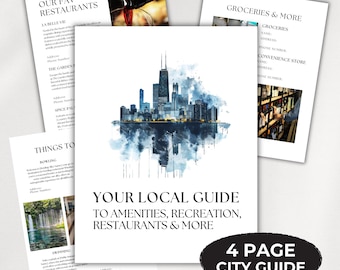 Plantilla de guía de la ciudad (PDF editable, descarga digital), guía de reubicación, directorio de negocios locales, diseño personalizable, planificador de viajes, restaurante.