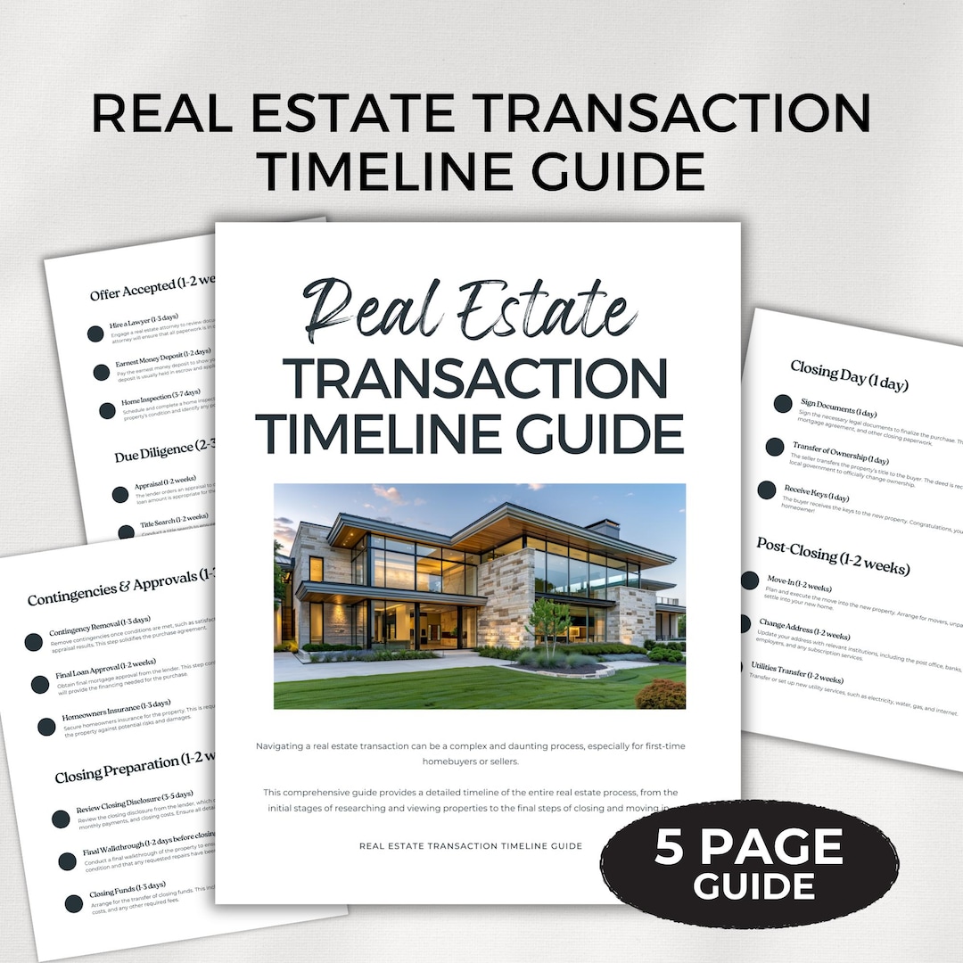 Transaction Process Timeline Guide Real Estate Template Breakdown Chart ...
