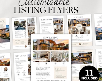 Paquete de folletos de anuncios inmobiliarios Plantilla de marketing inmobiliario digital Diseño de material Plantilla de folleto profesional Canva Herramienta para agentes inmobiliarios Casa