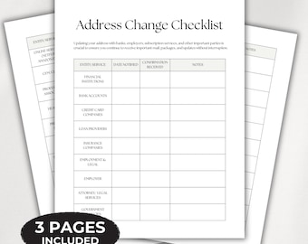 Lista de verificación de cambio de dirección Plantilla de actualización de mudanza Guía de reubicación de nueva casa Planificador de nueva dirección Inicio