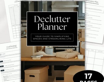 Planificador de orden Guía de organización del hogar Plantilla de limpieza imprimible Canva editable Hoja de trabajo del sistema minimalista de la casa Orden digital