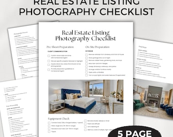 Guía de listado de fotografía de propiedades Lista de verificación de bienes raíces Plantilla de flujo de trabajo de descarga digital Herramienta de marketing para agentes inmobiliarios Sesión fotográfica profesional