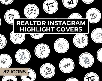 Icono destacado de Instagram Portada inmobiliaria Plantilla de marketing en redes sociales Kit de marca de activos digitales Diseño minimalista en blanco y negro Historia