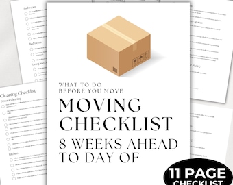 Lista de verificación de mudanza en PDF, planificador digital, guía imprimible, organizador de reubicación, preparación de habitaciones, cronograma, desglose, gestión de tareas, mudanza de apartamento