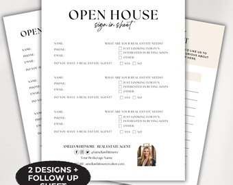 Hoja de registro Casa abierta Agente inmobiliario Agente agrícola Registro de visitas Formulario de captura de clientes potenciales Plantilla de visualización Rastreador de contactos