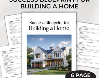 Guía de construcción de viviendas Recurso para constructores primerizos Descarga digital Plano de construcción Proceso de planificación de viviendas personalizadas Plantilla completa de pasos