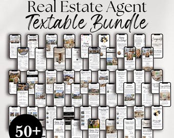 Mensajes de texto inmobiliarios Paquete de comunicación con el cliente Paquete de folletos digitales para agentes Plantillas de mensajes de listado Contenido editable para corredores Vivienda