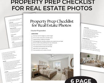 Lista de verificación de bienes raíces Guía de preparación de propiedades Herramienta digital para agentes inmobiliarios Venta de casas Preparación de fotografías Consejos para la puesta en escena de fotos de anuncios Marketing