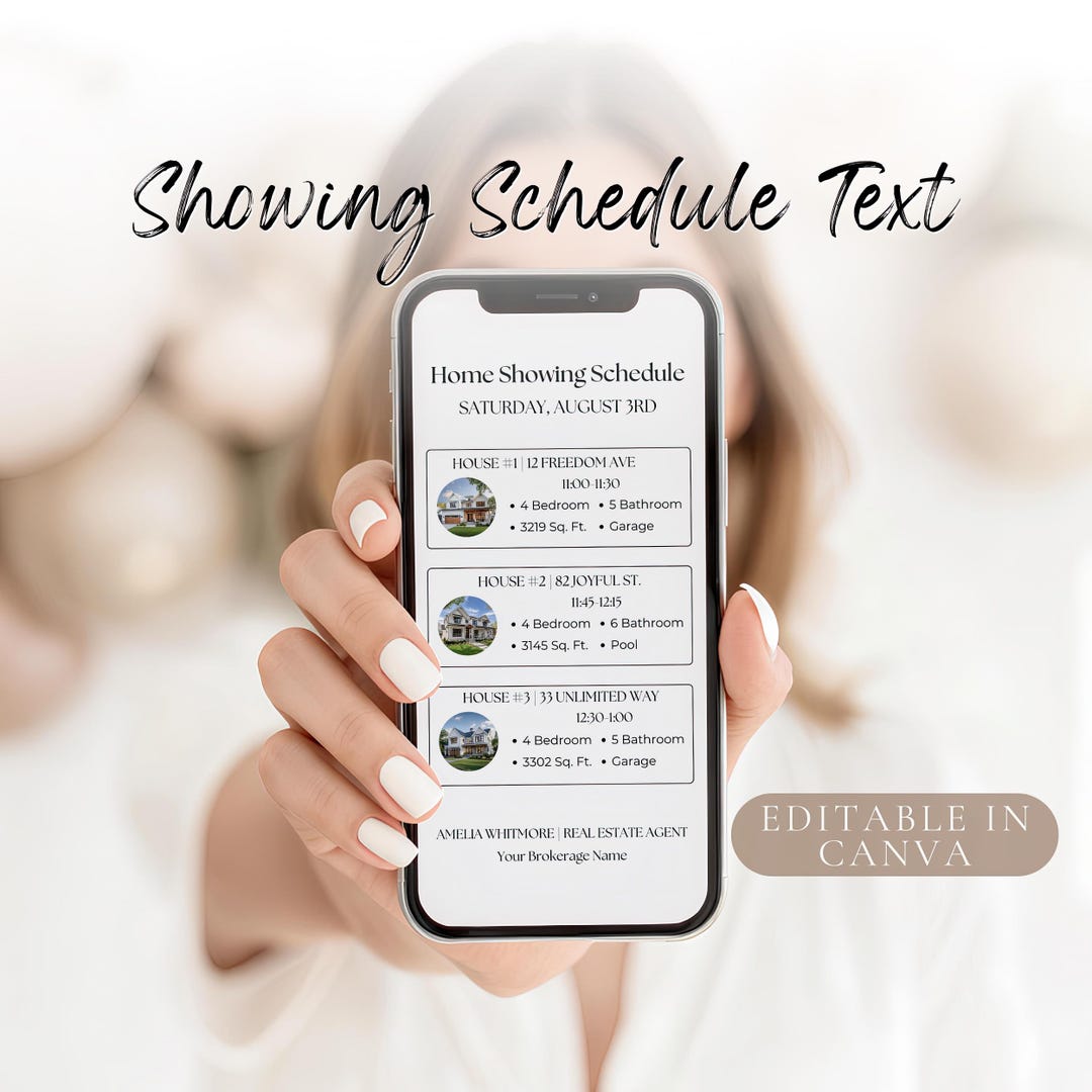 Realtor Showing Template Digital Download Property Viewing Schedule ...