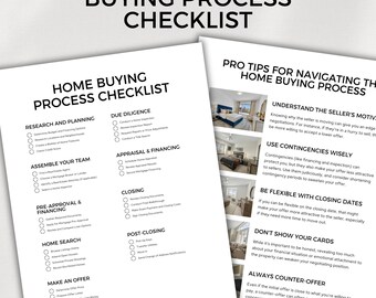 Lista de verificación para la compra de una vivienda Guía para compradores primerizos Consejos inmobiliarios Herramienta de búsqueda de propiedades Documento de la vivienda imprimible Proceso de cierre