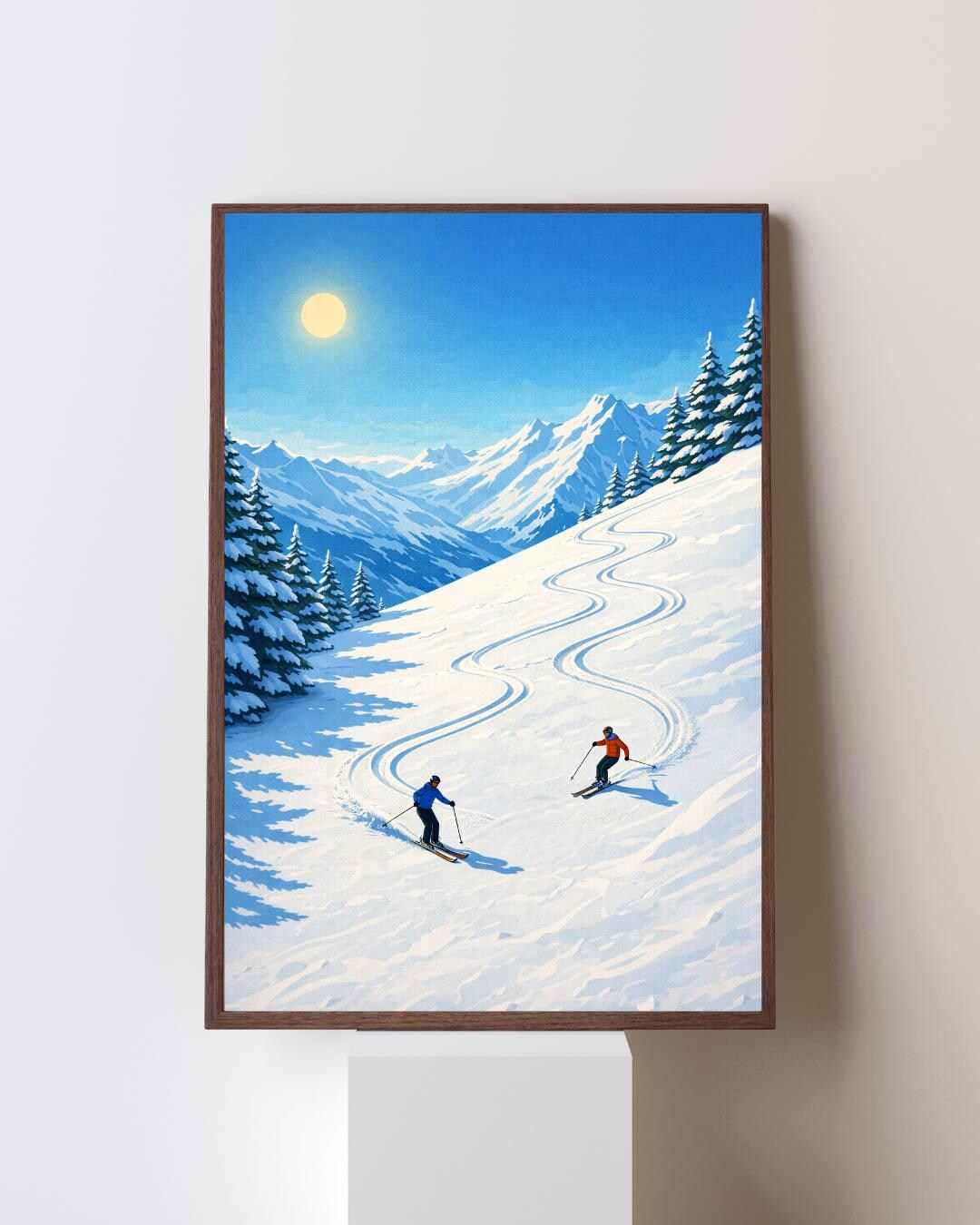 Skiing Mountain Poster, Winter Landscape Wall Art, Ski Resort Print ...