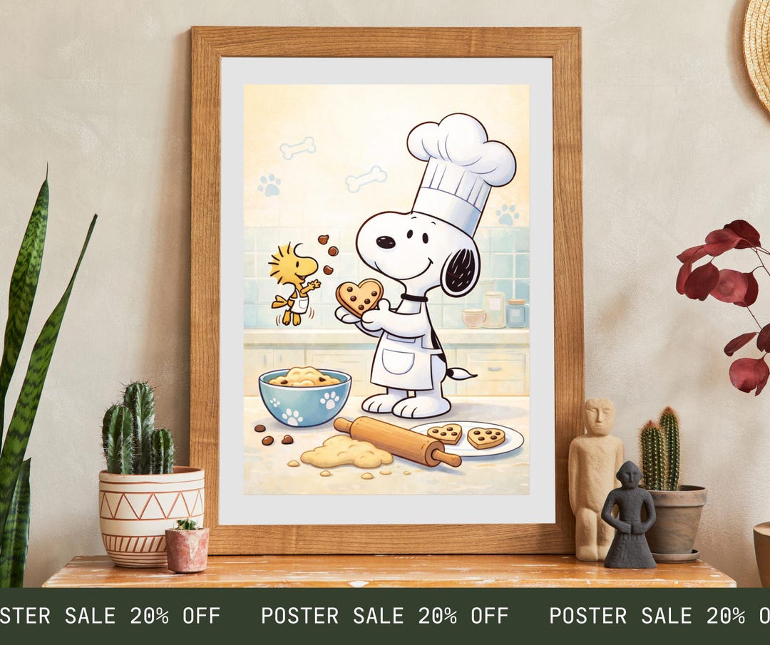 Chef Snoopy Kitchen Poster | Cooking Wall Art, Baking Dog Print: Size ...