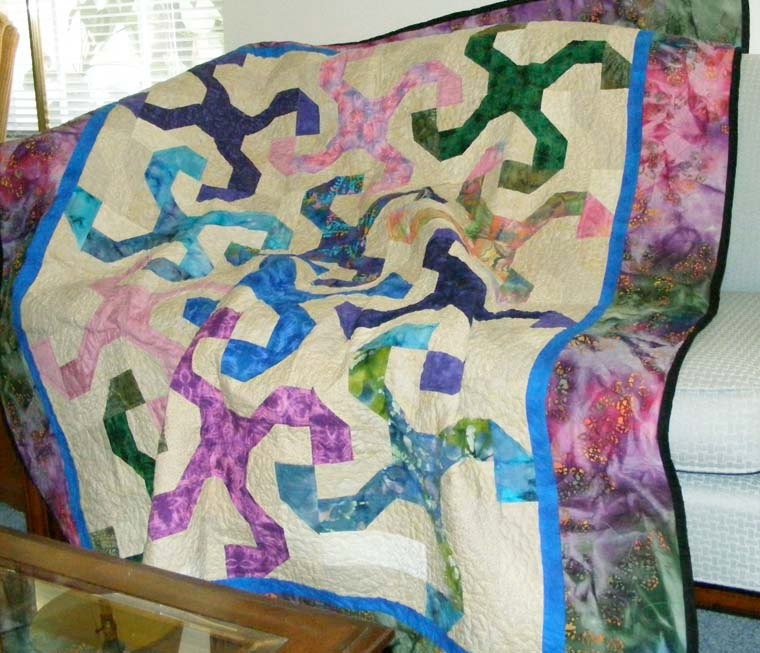 Bright Batiks Quilt in the Monkey Wrench Pattern - Etsy