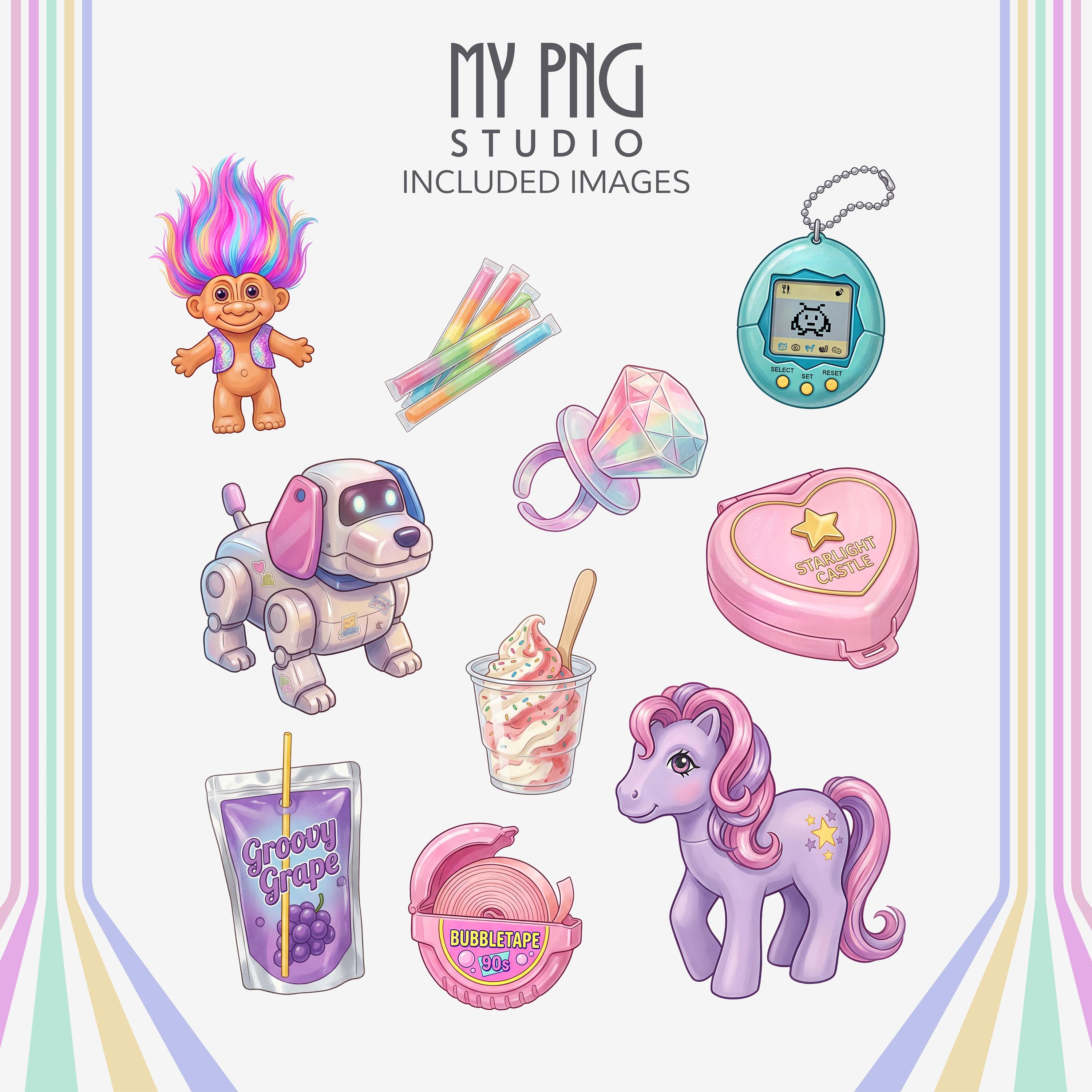 90s + 2000s Clipart Bundle PNG, Y2K Retro, Nostalgia Elements ...