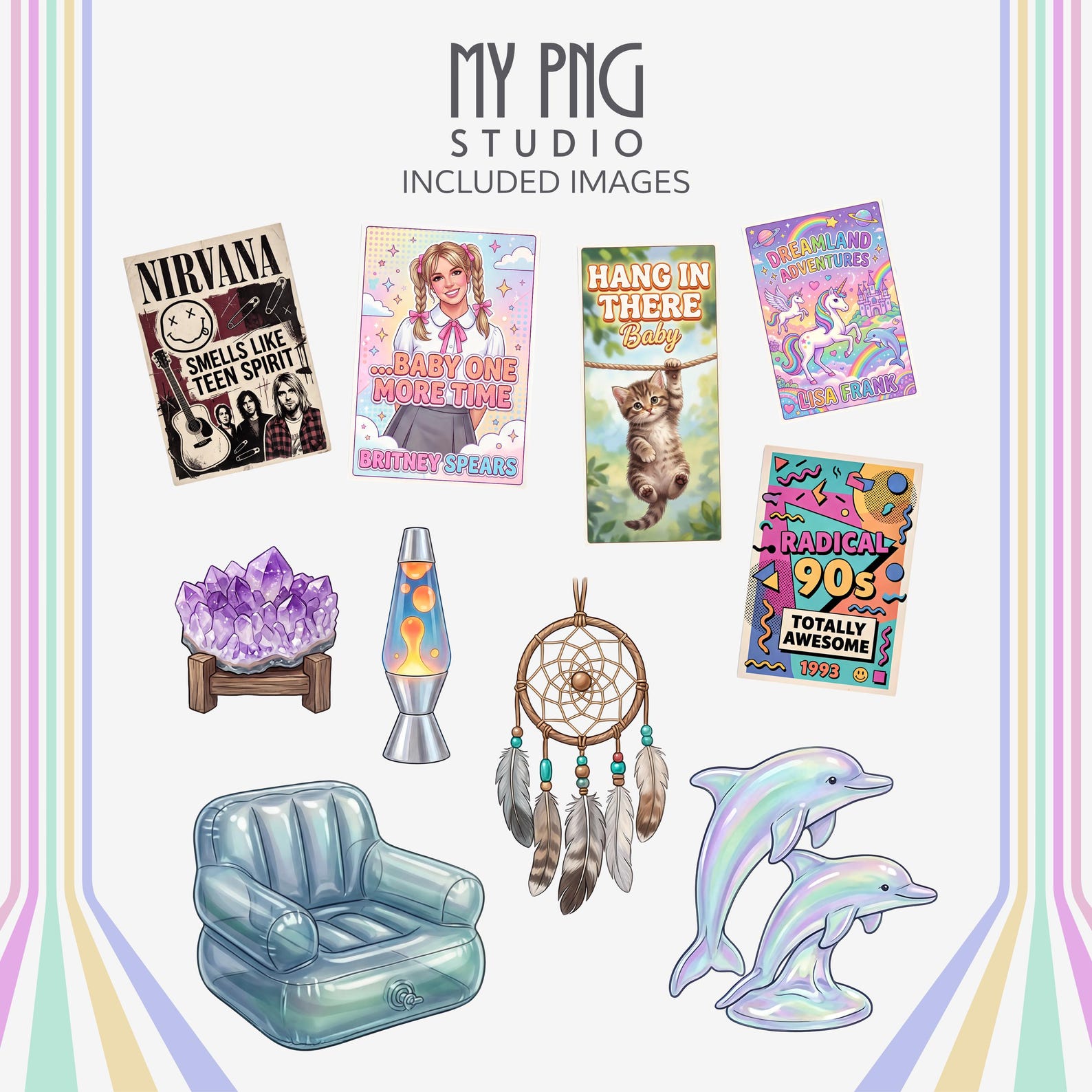90s + 2000s Clipart Bundle PNG, Y2K Retro, Nostalgia Elements ...