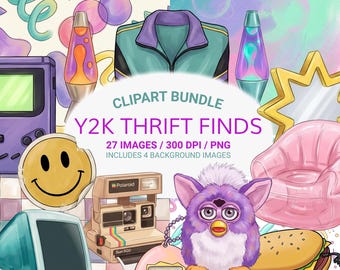 Y2K Clipart Bundle, Retro 90s Graphics, Nostalgic Tech (Digital Download)
