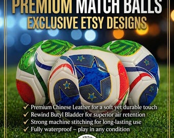 Football Leather Soccer Ball – Waterproof Match Ball, Machine Stitched, Butyl Bladder