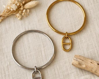 Bracelet jonc fermé acier inoxydable taille S et M doré ou argenté