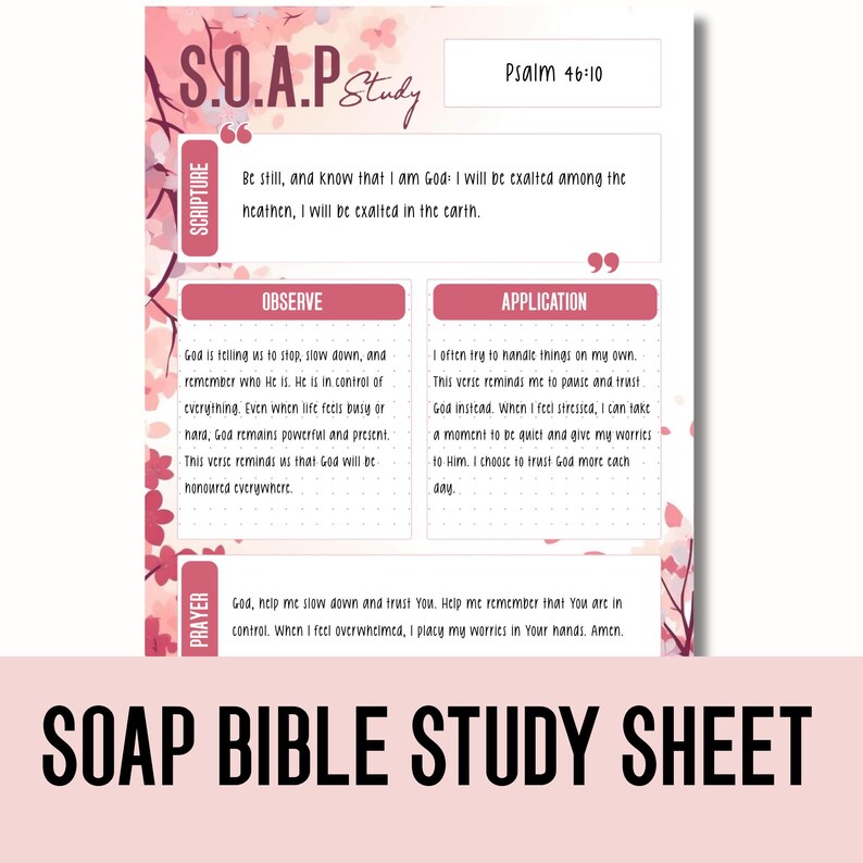 SOAP Bible Study Template Printable | Christian Journal Page ...