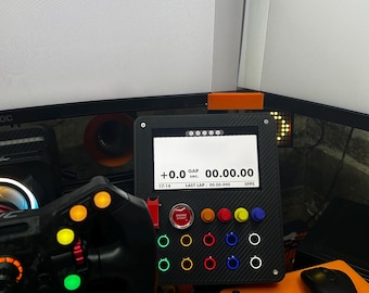 Button Box Sim Racing avec écran tactile 6.8” – 10 boutons + 4 encodeurs+ 4 clic – Support profilé / tube – SimTrack3D