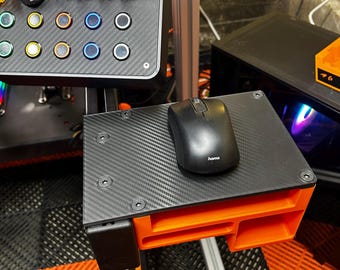 Sim Racing multi-functional mouse and storage stand – Phone and accessories – Aluminum profile mount – Dynamic cockpit