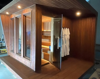 Planos de sauna moderna para exteriores (hazlo tú mismo): planos de construcción de estructura completa y lista de cortes de materiales