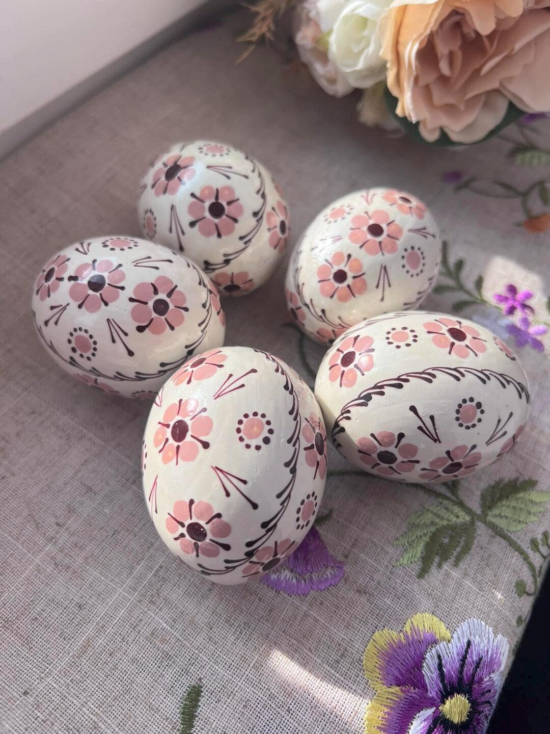 Set of 5 Hand Painted Wooden Pysanky Easter Eggs, Ukrainian Decor ...
