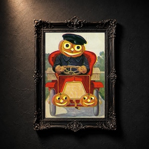 Automobilina a forma di zucca di Halloween - Inizio XX secolo - Decorazione di Halloween Dark Cottagecore - Grande formato