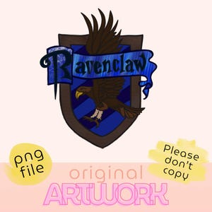HP House Crest Blue and Silver Raven PNG Decal for shirts, stickers, cups