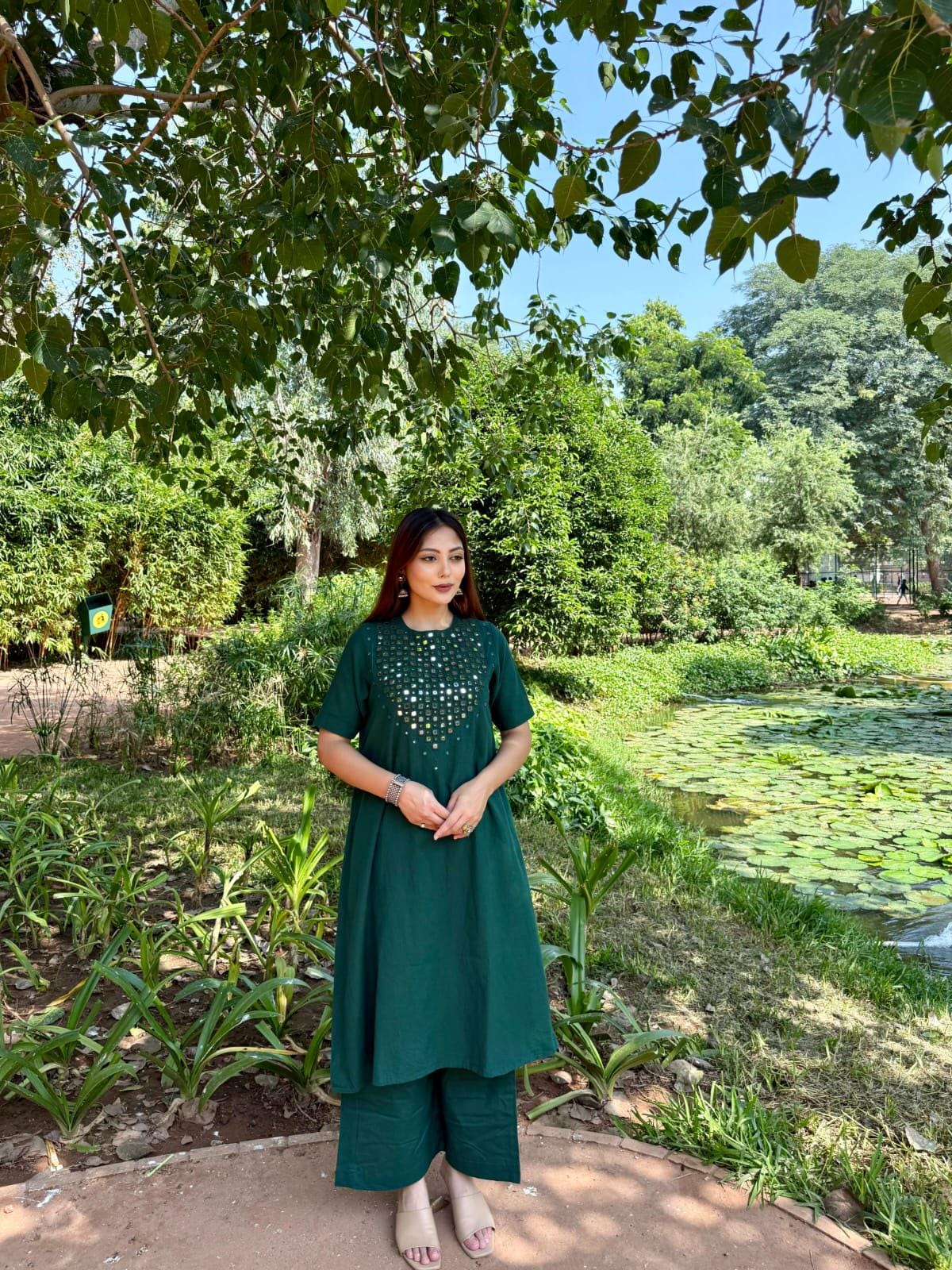 green emerald velvet dress Light Green Palazzo Suit with Dupatta