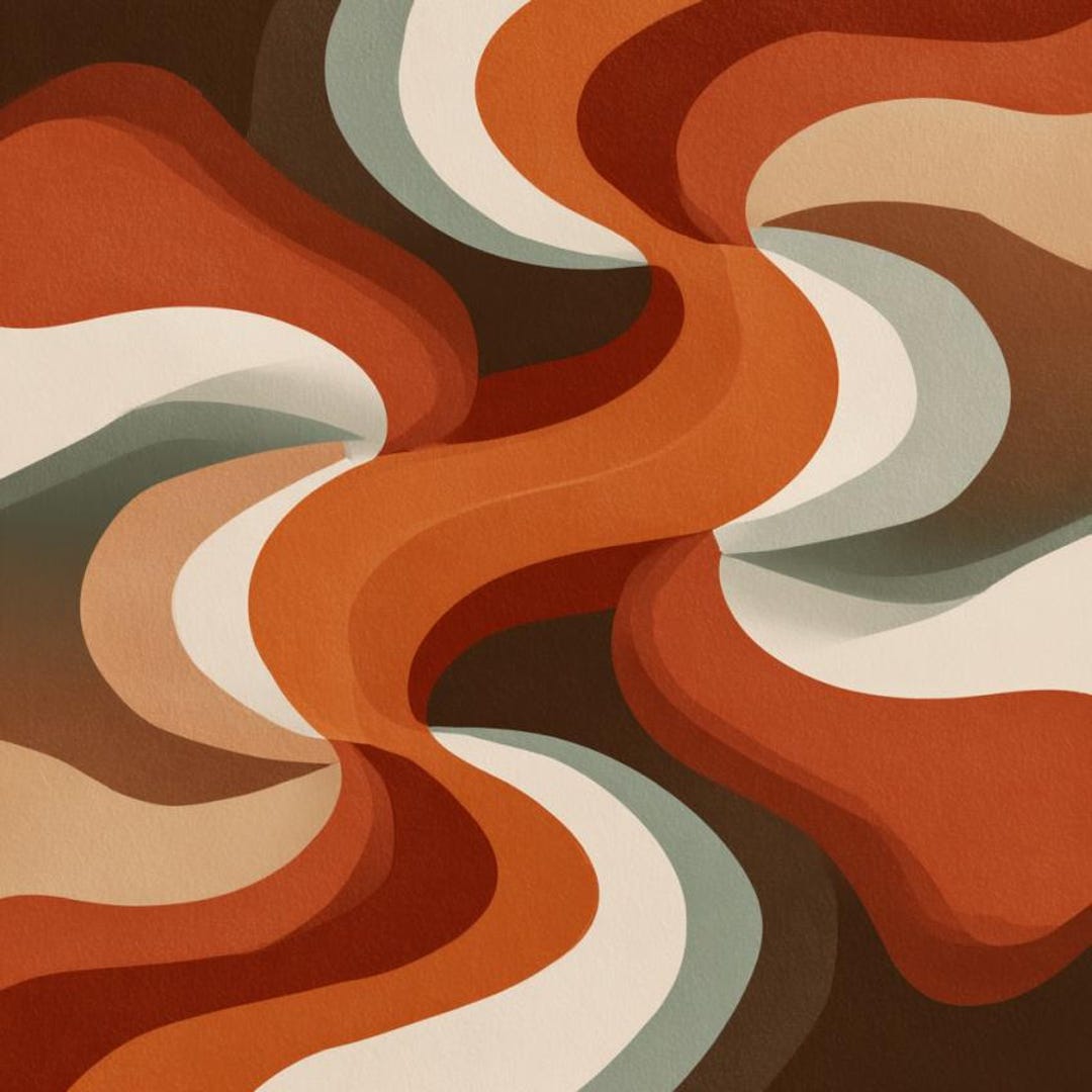 Retro 70s Wave Backgrounds V3 – Minimal Warm Abstract Curved Patterns ...