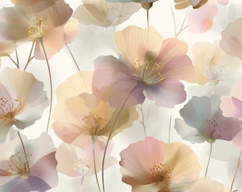 Floral Wallpaper | Bloom V1 – Soft Pastel Floral Seamless Patterns | for Soft Aesthetic Design flower