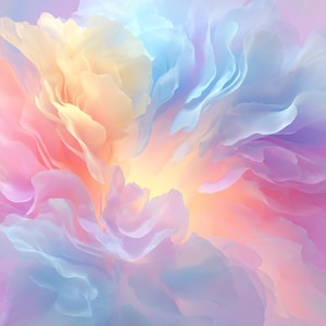 May include: Abstract digital art featuring a vibrant explosion of colors. The image showcases soft, flowing shapes in shades of pink, yellow, blue, and purple, creating a dreamy and ethereal effect. The artwork evokes a sense of movement and energy.